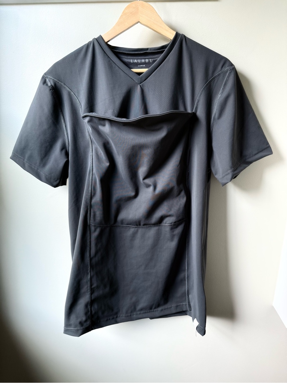 LALABU Dad Shirt Baby Wearing Carrier Paternity Family‎ Gray Stretch Comfy L